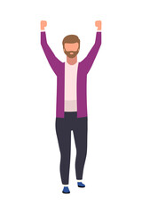 Man participating in peaceful protest semi flat color vector character. Full body person on white. Showing support isolated modern cartoon style illustration for graphic design and animation