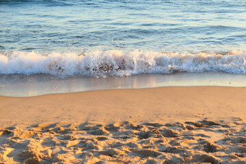 Sea wave on the beach. Costa da Caparica beach