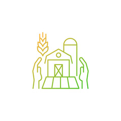 Farmers support gradient linear vector icon. Local agricultural producers. Funding program for farming business. Thin line color symbols. Modern style pictogram. Vector isolated outline drawing