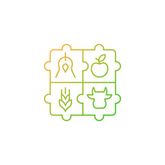 Agricultural cooperative gradient linear vector icon. Farmers co op. Farmers society, organization. Thin line color symbols. Modern style pictogram. Vector isolated outline drawing - obrazy, fototapety, plakaty