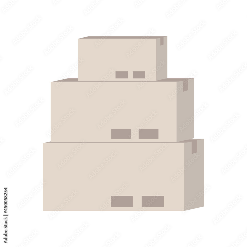 Poster cardboard boxes for delivery semi flat color vector object. full sized item on white. large cartons 