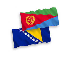 Flags of Eritrea and Bosnia and Herzegovina on a white background