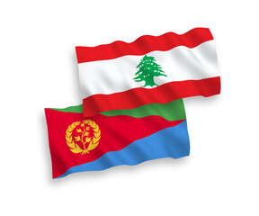 Flags of Eritrea and Lebanon on a white background