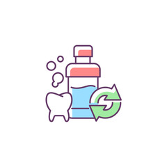 Mouthwash refill RGB color icon. Eco friendly package for dental care product. Oral antiseptic. Reduce carbon print on environment. Isolated vector illustration. Simple filled line drawing