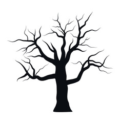 Dead tree icon vector illustration isolated on white background. Tree silhouette.