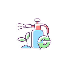 Garden chemicals refill RGB color icon. Pesticide sprayer. Natural fertilizer. Eco friendly package. Pest control. Reusable products. Isolated vector illustration. Simple filled line drawing