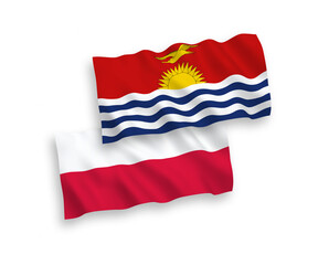 Flags of Republic of Kiribati and Poland on a white background
