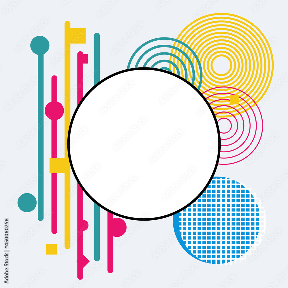 Poster abstract geometric pattern and background with circles, triangles, lines. use for modern design, dec