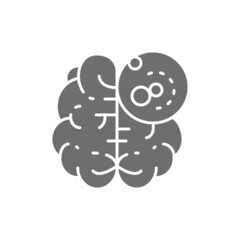 Brain cancer, malignant tumor, oncology grey icon.
