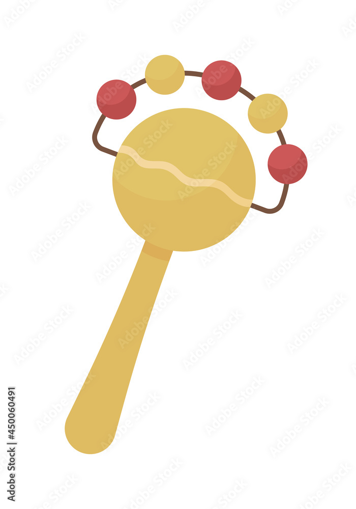 Poster baby rattle toy semi flat color vector object. full sized item on white. learning grasp reflex. toy 