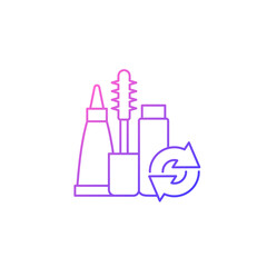 Refillable mascara gradient linear vector icon. Eco friendly package. Zero waste container for organic cosmetic. Thin line color symbols. Modern style pictogram. Vector isolated outline drawing