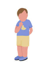 Shy little boy semi flat color vector character. Full body person on white. Preparing timid child for kindergarten isolated modern cartoon style illustration for graphic design and animation