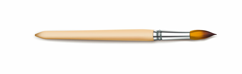 Artistic wooden brush with natural or synthetic bristles,a realistic style,flat lay.Vector isolated illustration,for the design of advertising,banners with school supplies,for an art school or an icon