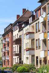 Häuserzeile, Reihenhäuser, Wohngebäude, Lehe, Bremerhaven, Bremen, Deutschland, Europa