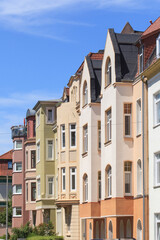Fototapeta na wymiar Häuserzeile, Reihenhäuser, Wohngebäude, Lehe, Bremerhaven, Bremen, Deutschland, Europa