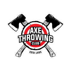 Obraz premium Axe Throwing Club wood target, good for axe club logo design