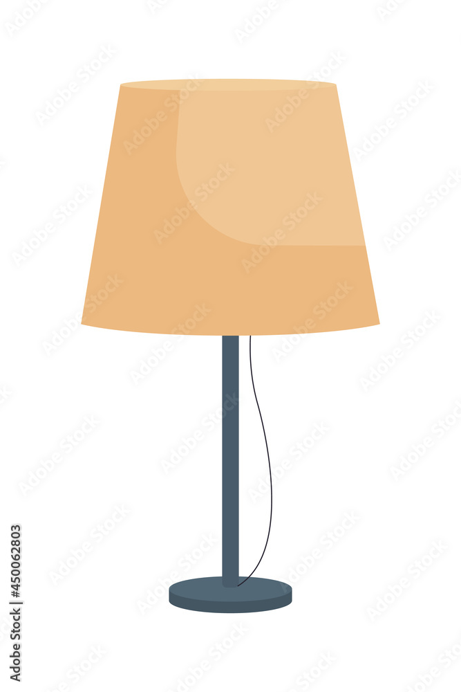 Poster desk lamp with lampshade semi flat color vector object. full sized item on white. illuminating livin