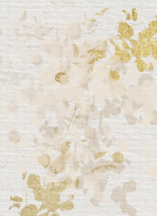 gold beige eucalyptus leaves watercolor paintings on paper texture - 450063286