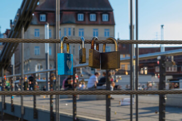 Liebesschlösser an Kettenbrücke Bamberg