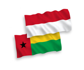Flags of Indonesia and Republic of Guinea Bissau on a white background