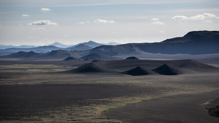 Fototapeta na wymiar Volcanic black sands in the central highlands of Iceland.