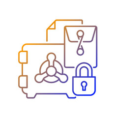 Trade secrets gradient linear vector icon. Intellectual property right. Locked in a vault. Confidential forms. Thin line color symbols. Modern style pictogram. Vector isolated outline drawing