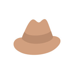 cowboy hat, wide-brimmed hat, isolated on a white background. Flat vector illustration