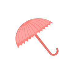 Pink classic round rain umbrella. Umbrella vector flat design illustration