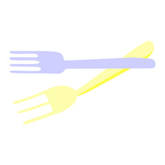 2 forks eating sign icon. tableware collection. flat design illustration