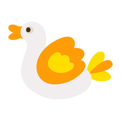 Vector cartoon style illustration of yellow rubber duck, isolated on white background.