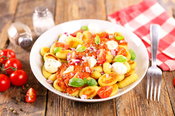 potato gnocchi with tomato sauce and mozzarella