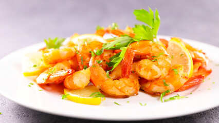 fried shrimp with garlic and parsley