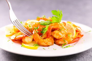 fried shrimp with garlic and parsley