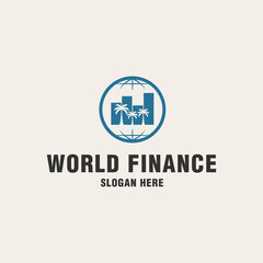 World finance logo template on monogram style