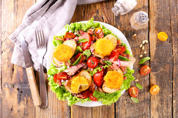goat cheese salad on bread toast
