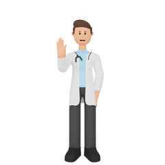 3d rendering cartoon doctor waving