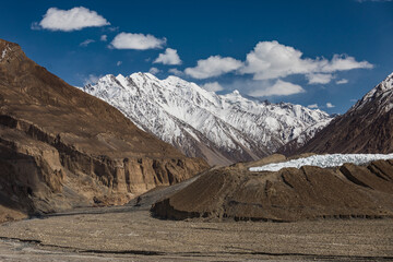 Glacier in Karakorum mountains Shimshal region dry landscape . High quality photo
