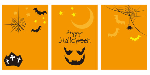 Set of template for Halloween holiday. Decorative Halloween illustration. Vector template for Halloween event, promotion and design. 