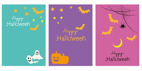 Set of template for Halloween holiday. Decorative Halloween illustration. Vector template for Halloween event, promotion and design. 