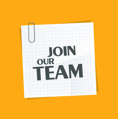 join our team sign on yellow background	