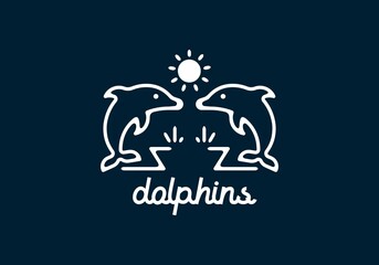 White Dolphins line art illustrations