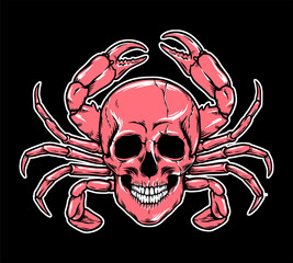 scary crab skull head illustration