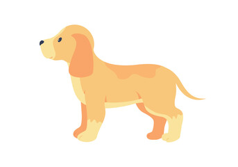 Labrador retriever puppy adoption semi flat color vector character. Full body animal on white. Bring pet into family isolated modern cartoon style illustration for graphic design and animation