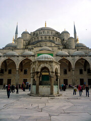 Famous islamic religion cathedral mosque church with towers and domes in Istanbul, Turkey, landmark...