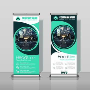 Turquoise, Blue, Roll up Banner, 
Business Design Abstract Vertical Template Vector, Cover Abstract Modern X-Banner, Brochure Flyer Banner Rectangle Size.