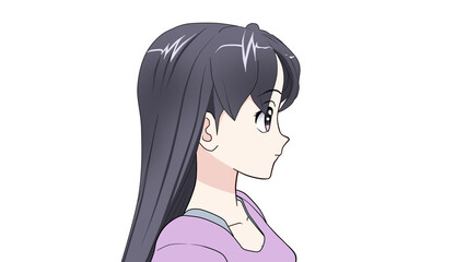 女学生　タイプC  私服  横顔-1(胸大)