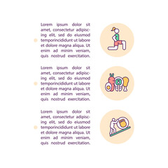 Going through midlife crisis concept line icons with text. PPT page vector template with copy space. Brochure, magazine, newsletter design element. Health sustain methods linear illustrations on white