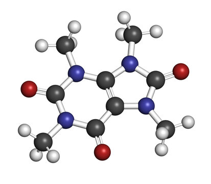 Theacrine Molecule. Caffeine Analog Present In Kucha Tea. 3D Rendering.