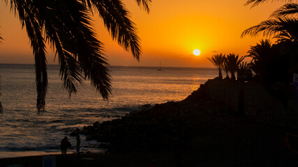 sunset in maspalomas, canary islands