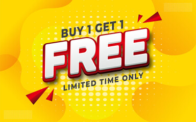 Editable text Buy one get one free sale yellow background